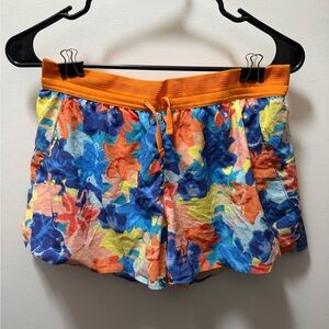 Janji Women's Athletic Shorts - Blue, Orange, Yellow Floral